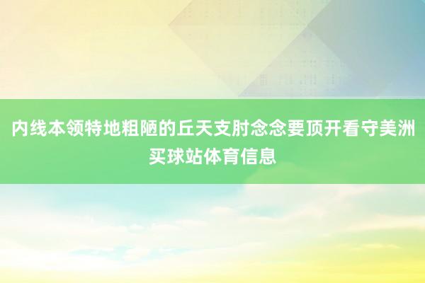 内线本领特地粗陋的丘天支肘念念要顶开看守美洲买球站体育信息