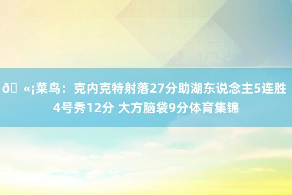 🫡菜鸟：克内克特射落27分助湖东说念主5连胜 4号秀12分 大方脑袋9分体育集锦