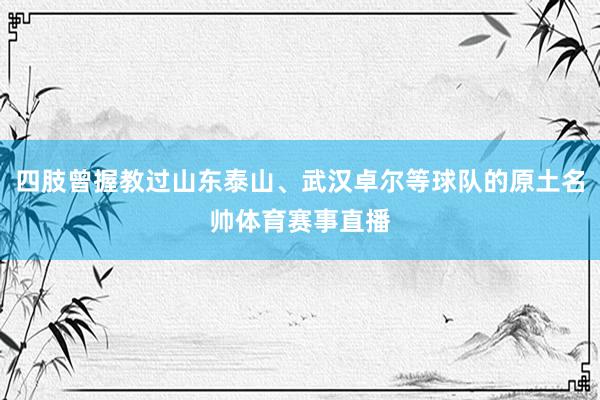 四肢曾握教过山东泰山、武汉卓尔等球队的原土名帅体育赛事直播